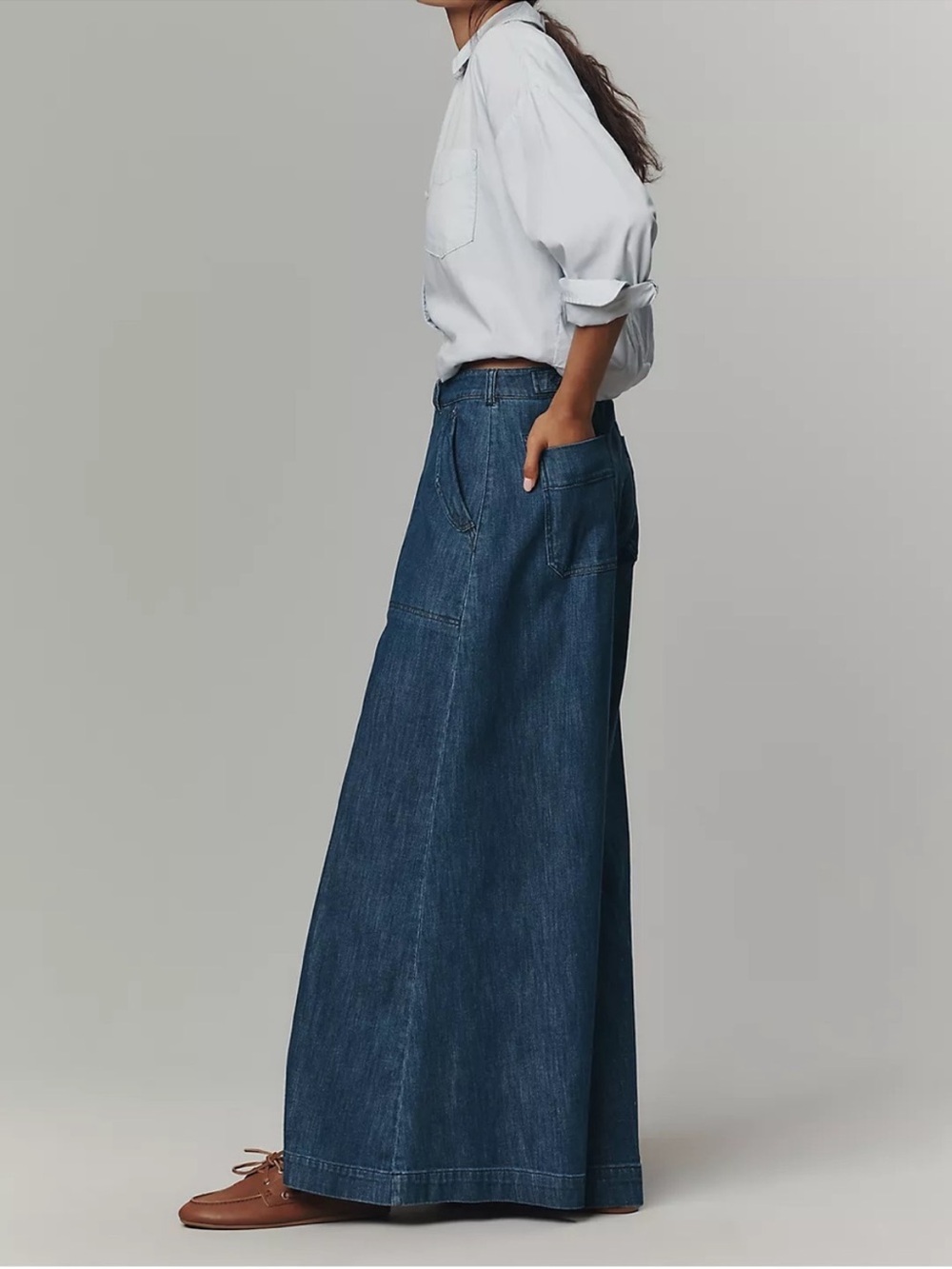 Pilcro Wide-Leg Denim Jeans in Deep Blue extra wide size 29 Anthropologie - Picture 2 of 8